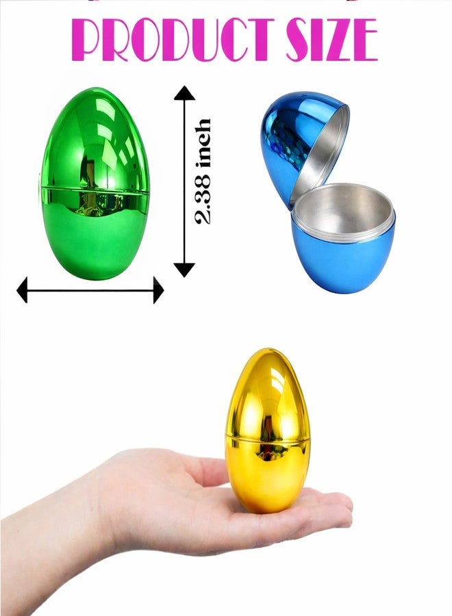 GiftExpress 50 Pcs Metallic Colors Plastic Easter Eggs - Bright Colorful Hinged Eggs for Easter Egg Hunt, Easter Basket Stuffer Party Toys, Surprising Egg, Classroom Prize - Plastic Egg Bulk 2.3" - Image 2